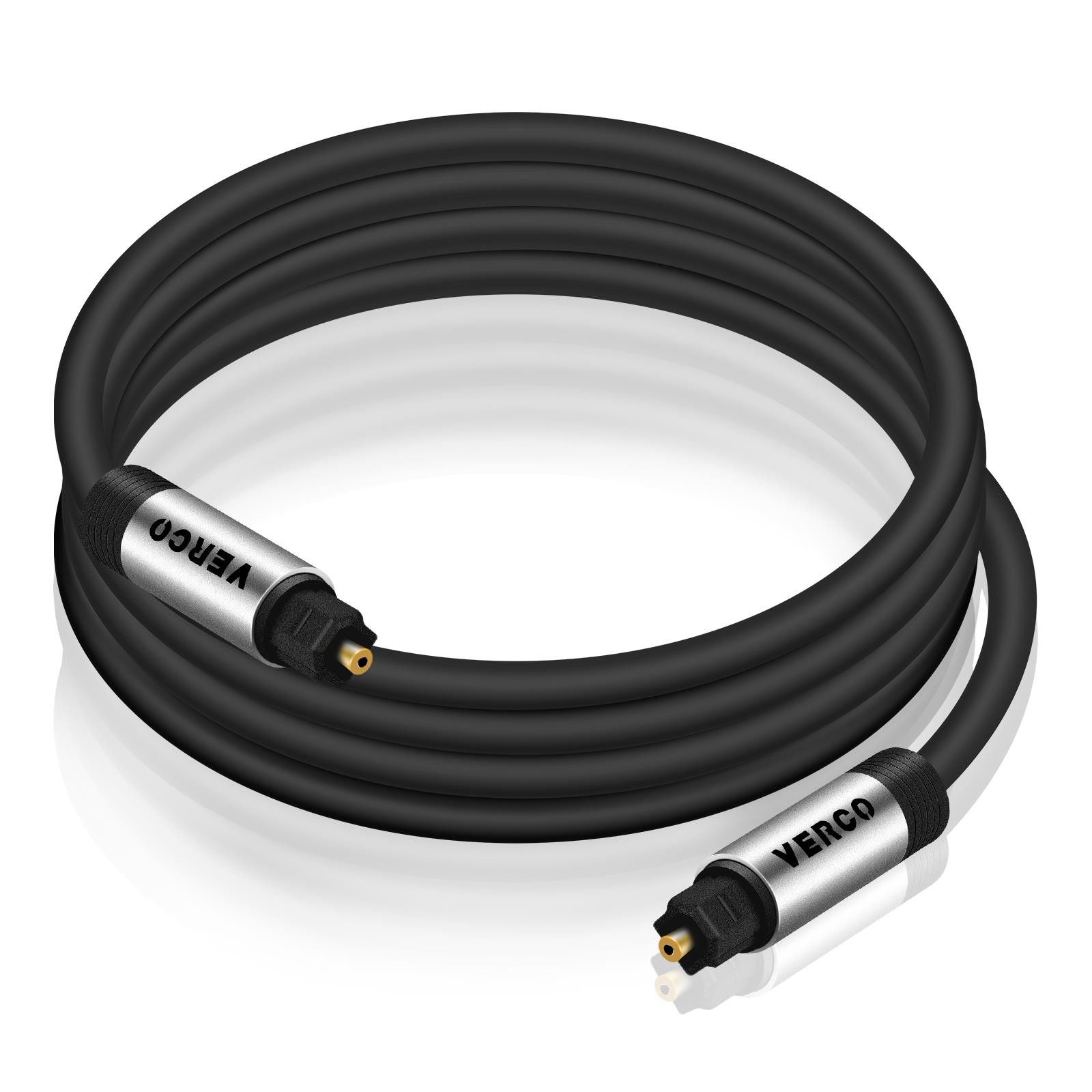 VERCO Digital Audio HiFi Kabel SPDIF LWL Optisches-Kabel, Toslink, (50 cm), F05 Standard Stecker Dolby TrueHD Dolby Digital 7.1 DTS kompatibel