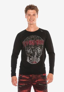 Cipo & Baxx Langarmshirt mit stylischem Totenkopf-Motiv