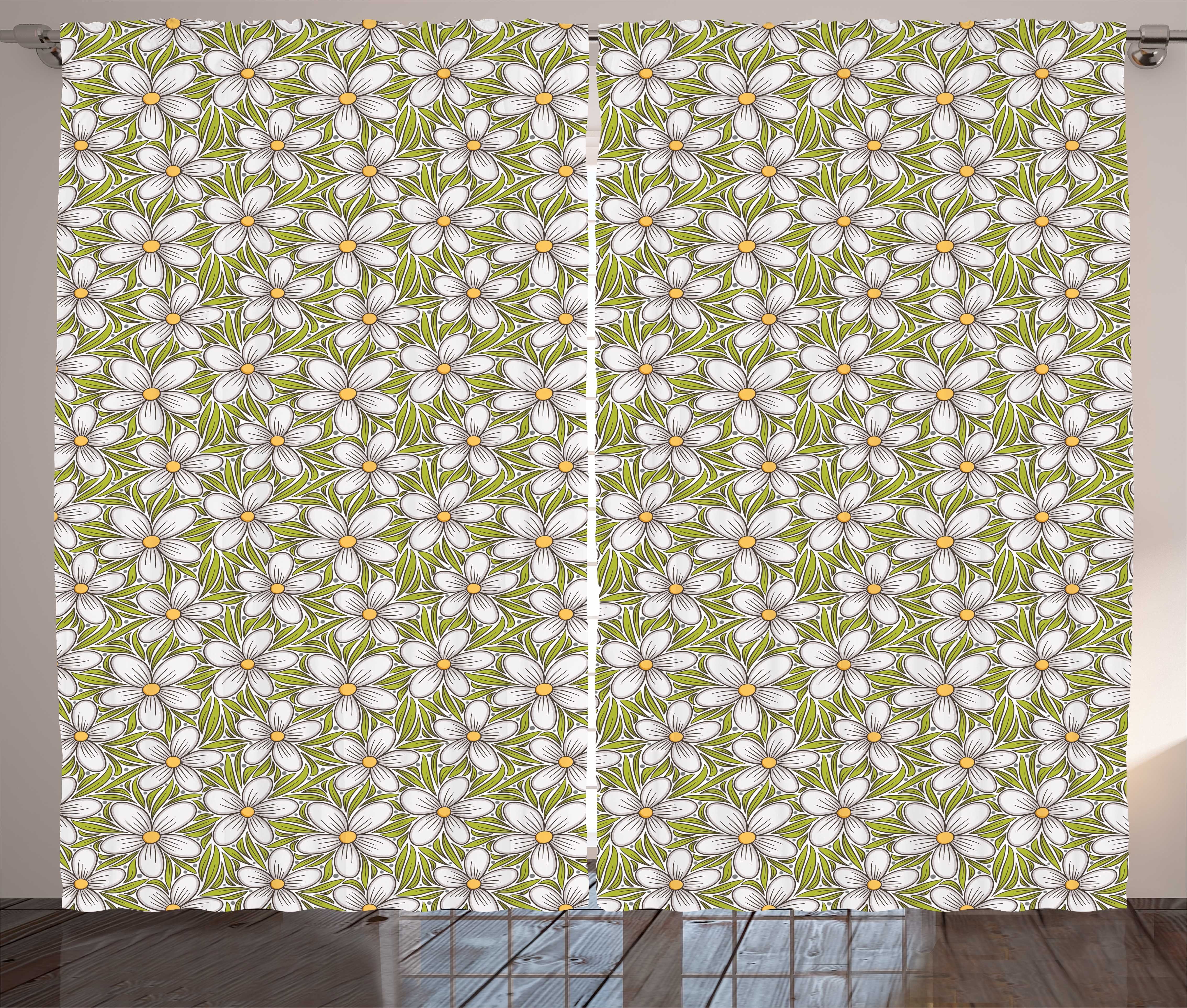 Gardine Schlafzimmer Kräuselband Vorhang mit Schlaufen und Haken, Abakuhaus, Blume Blühende Blütenblätter Botanical