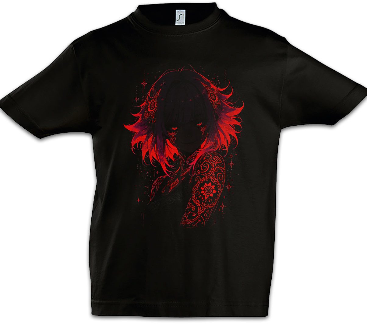 Print-Shirt Tattoo Girl Glow 2 Kinder T-Shirt Hot Anime Pin Up Rockabella Waifu