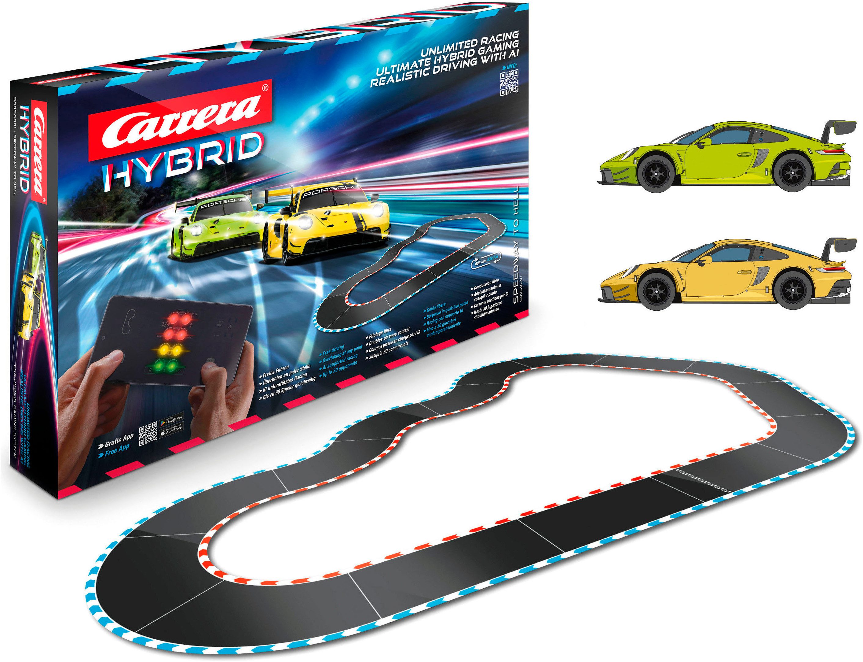 Carrera® Autorennbahn Carrera Hybrid, Speedway to Hell (Streckenlänge 6,09 m), mit APP Steuerung