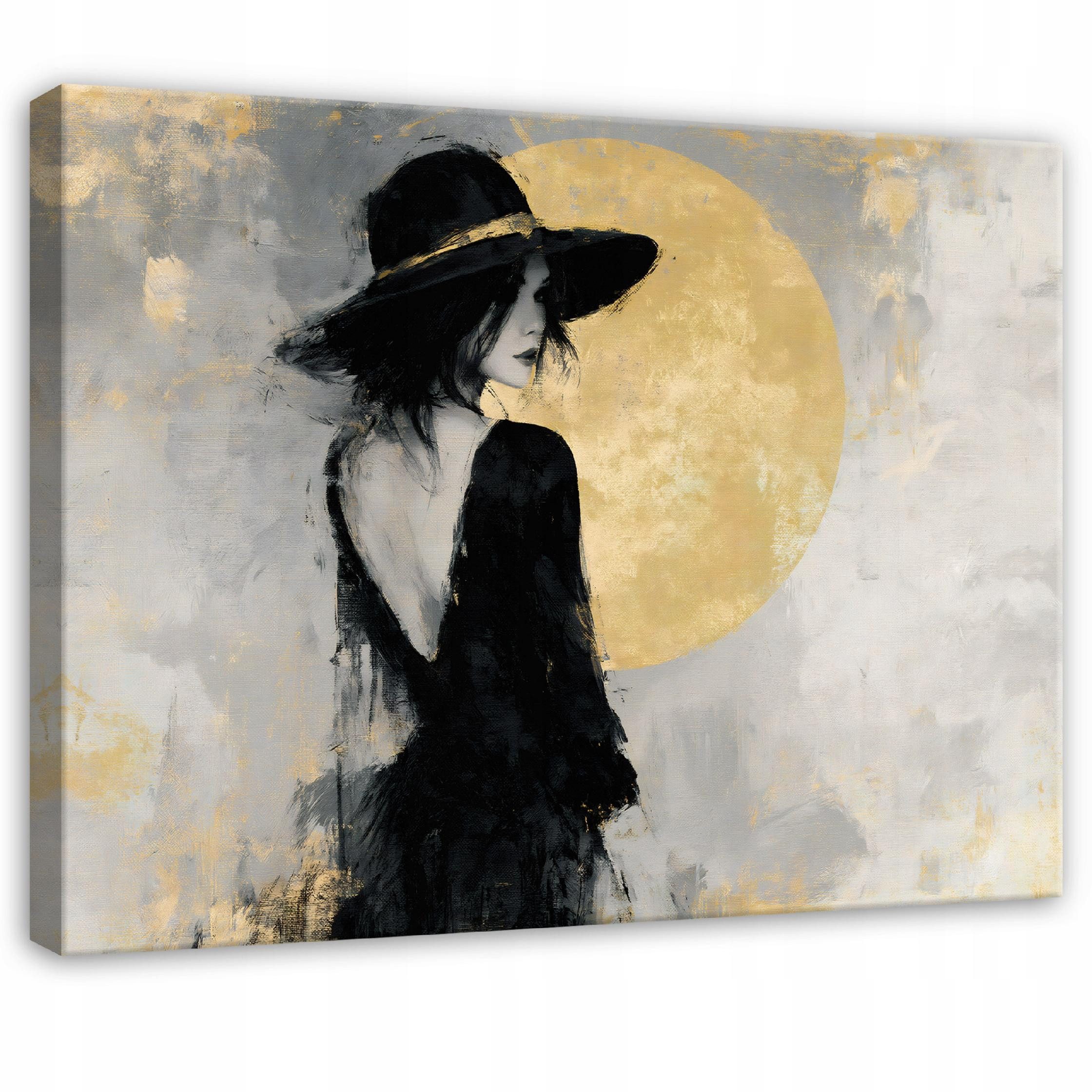 Wallarena Leinwandbild Frau modern goldene Akzente Wohnzimmer Schlafzimmer 60x40 cm, Frau, 40 x 30 cm