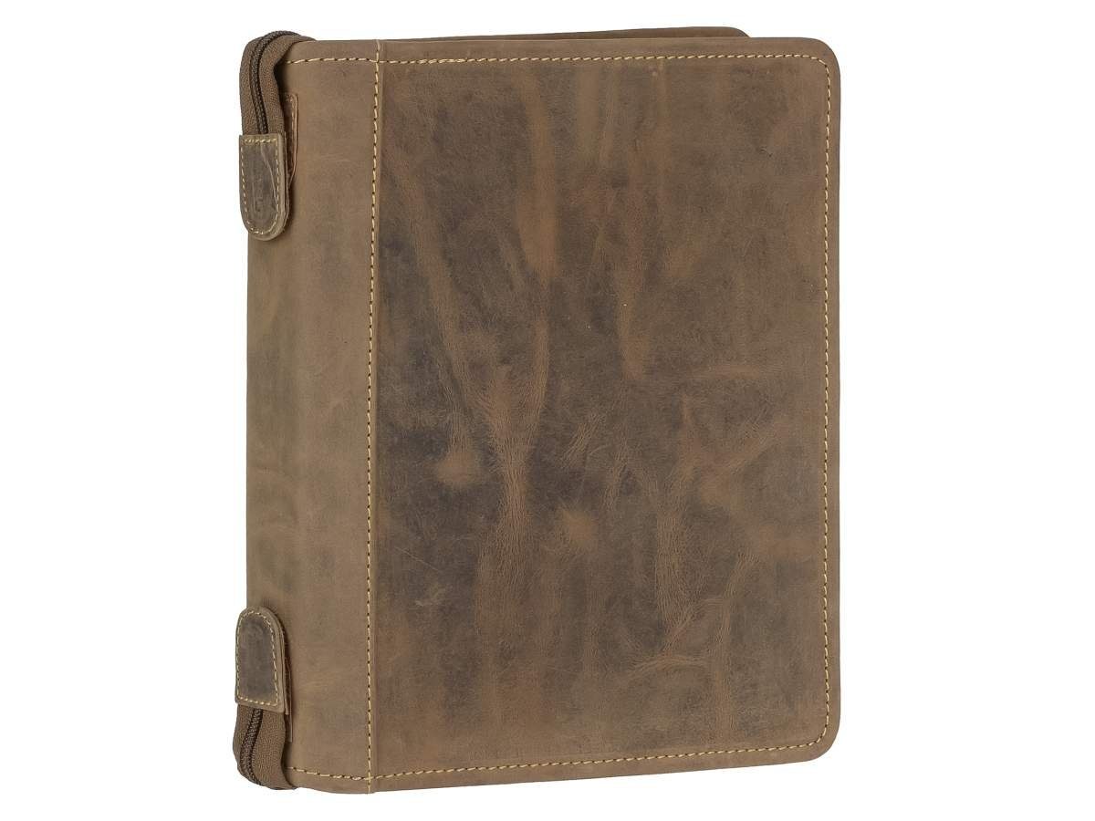Greenburry Terminplaner "Vintage" Leder Terminkalender A5 (23x26cm) antik braun mit Reißversch, mit Systemeinlage und Kalender
