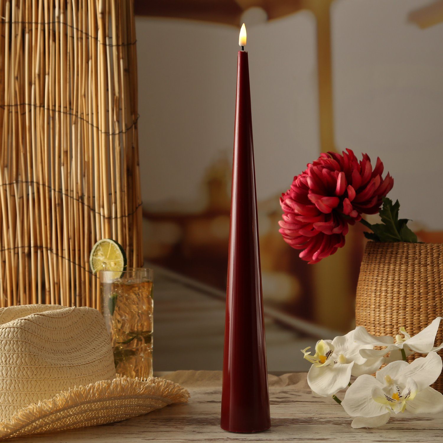 Deluxe Homeart LED-Kerze LED Kegelkerze Lea Deluxe Kegelform flackernd H: 3 günstig online kaufen