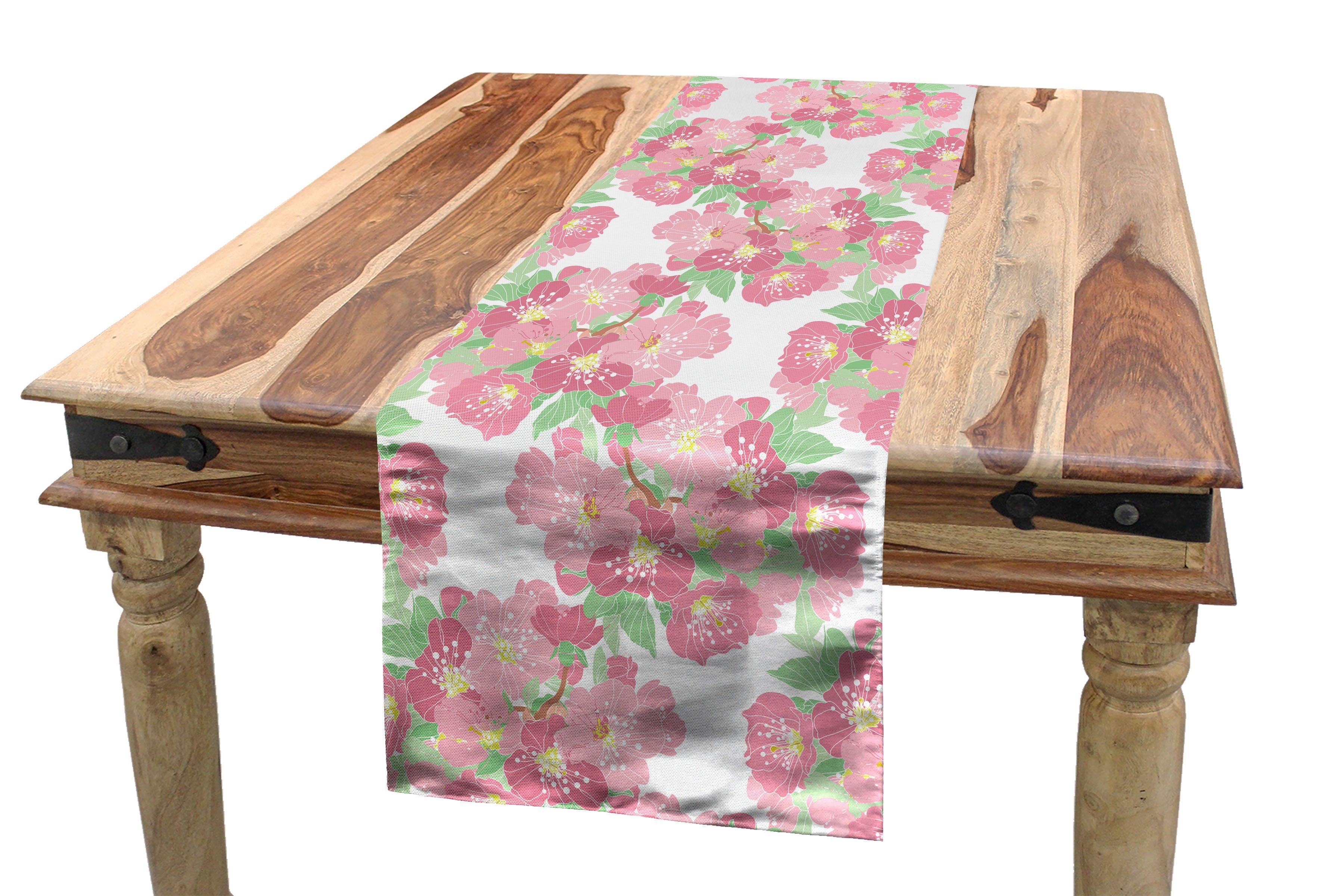 Abakuhaus Tischläufer Esszimmer Küche Rechteckiger Dekorativer Tischläufer, Kirschblüte symbolische Bloom