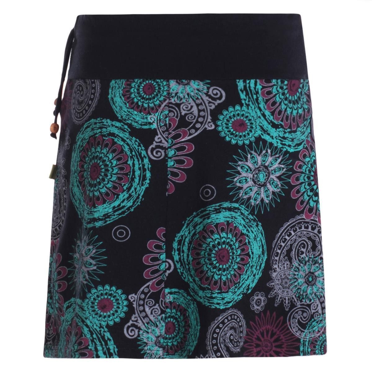 Vishes Minirock Kurzer Damen Baumwoll-Rock Taschen-Rock Mini-Röcke Mandalas Hippie, Ethno, Goa Style