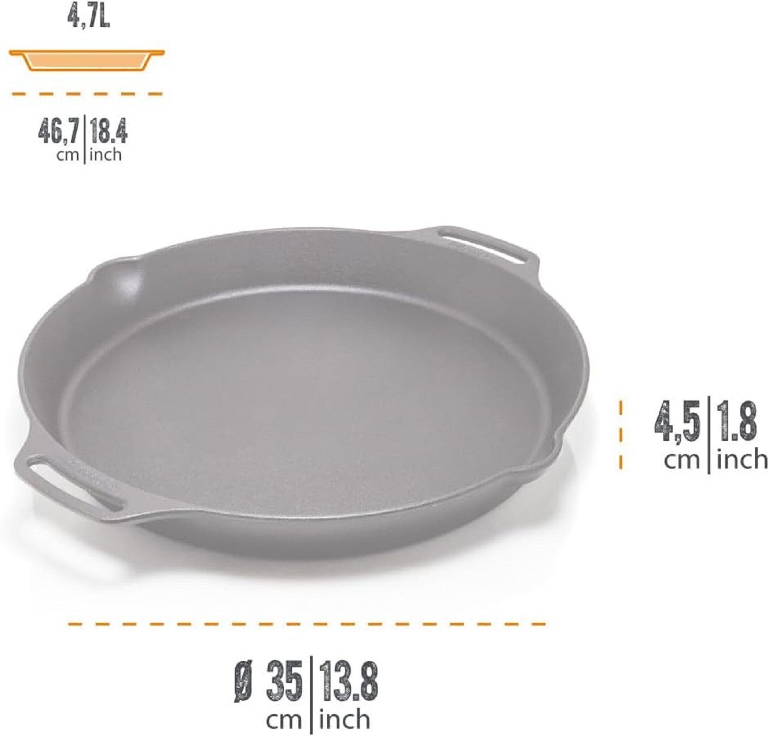 Petromax Grillpfanne Petromax Feuerpfanne mit Henkeln Pfanne aus Gusseisen 40 cm