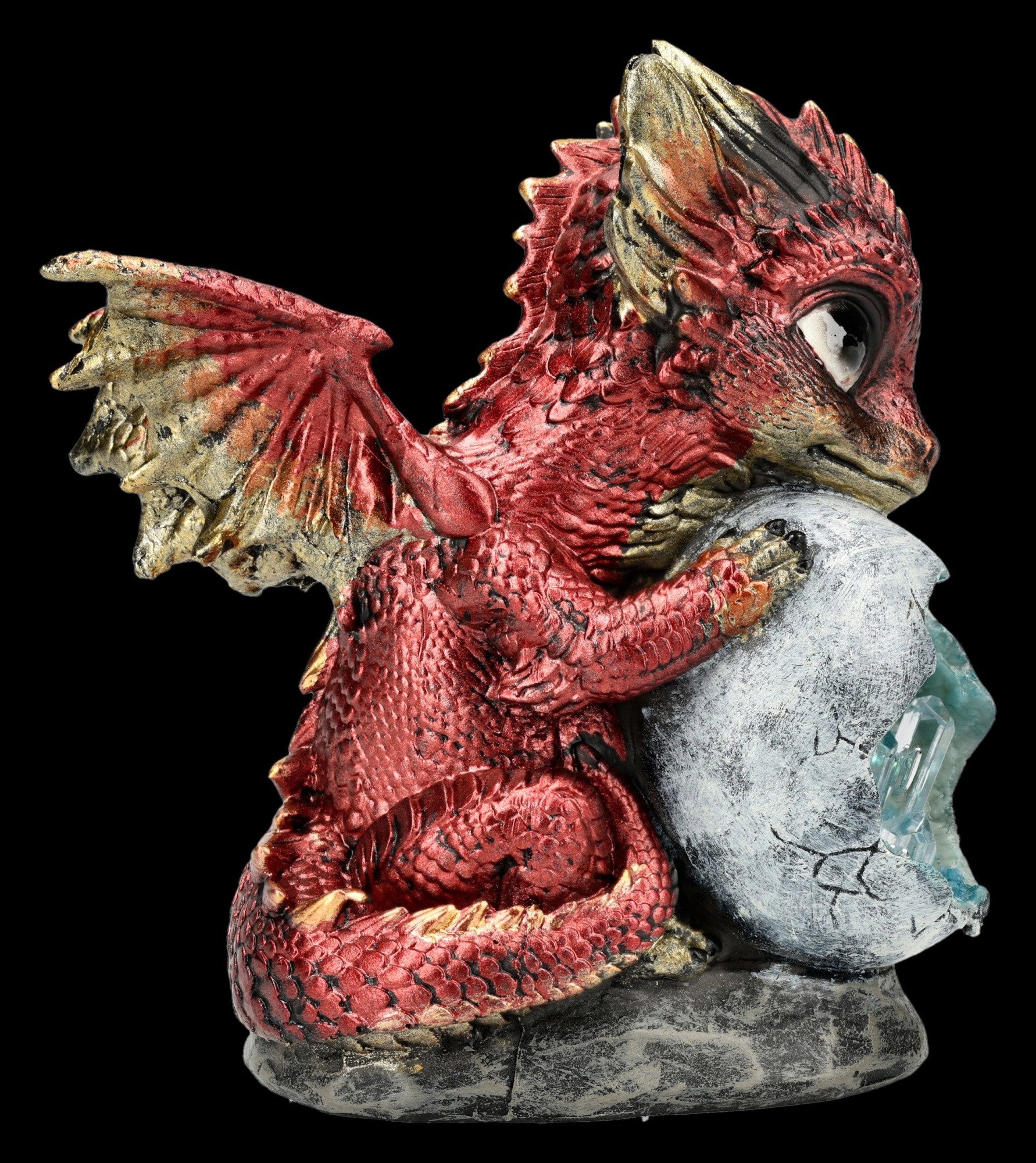 Figuren Shop GmbH Fantasy-Figur Drachenfigur Ember Clutch – Roter Fantasy Drache Deko Statue 11 cm
