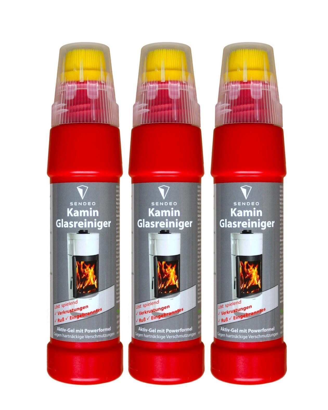 Sendeo Kaminscheibenreiniger SENDEO Gel, 200 ml, 3 Stk Scheibenreiniger (3-St)