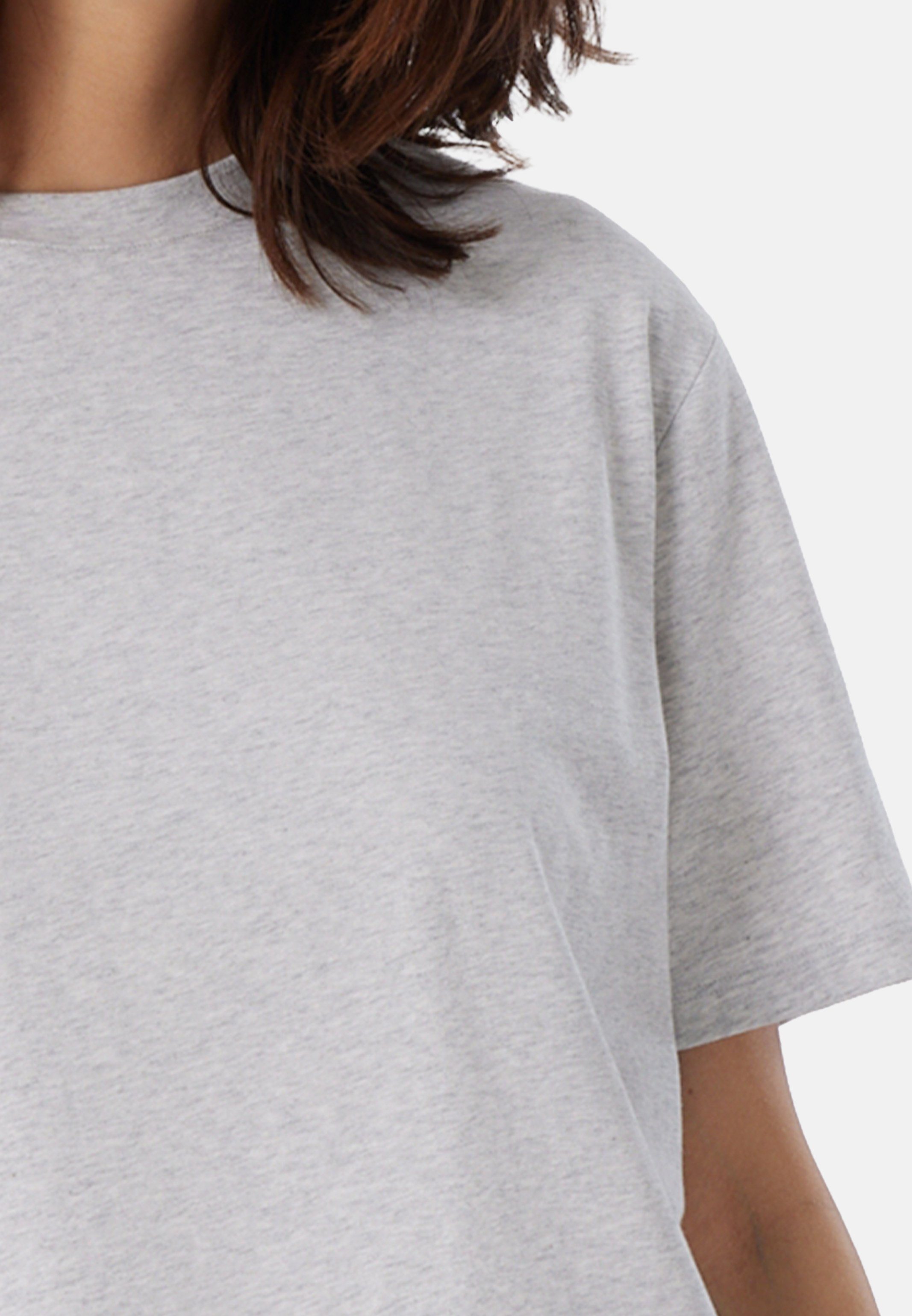 Schiesser Pyjamaoberteil Relax Organic Schlafanzug kurzarm Mix Grau-Melange (1-tlg) Shirt & - - Baumwolle Cotton