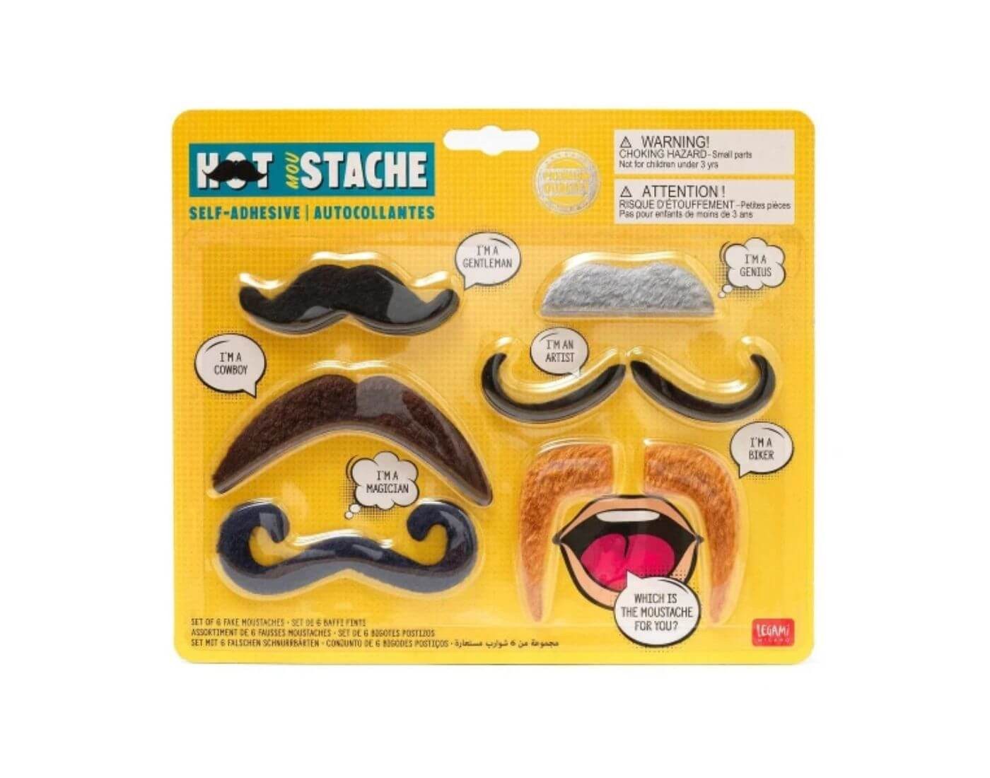 Legami Cowboy-Kostüm Set mit 6 falschen Schnurrbärten - Hot Mou-Stache