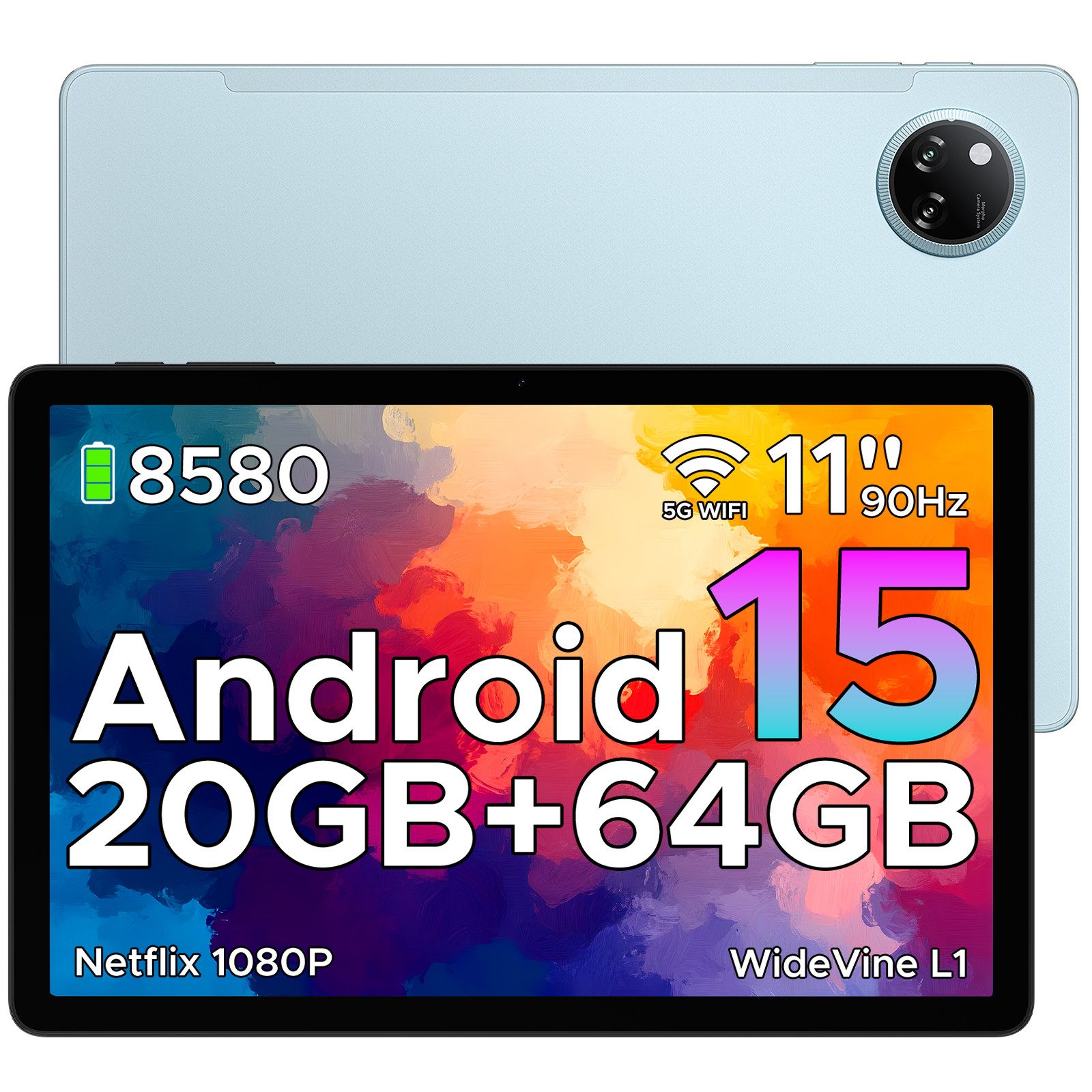 DOOGEE Tab A9 PLUS Android Tablet 11 Zoll, 4GB RAM+64GB ROM(TF 2TB) Tablet (11", 64 GB, Android 15, WiFi, WiFi5, 90Hz-1080P, WidevineL1/Face ID/OTG/GPS/Dual Speaker)