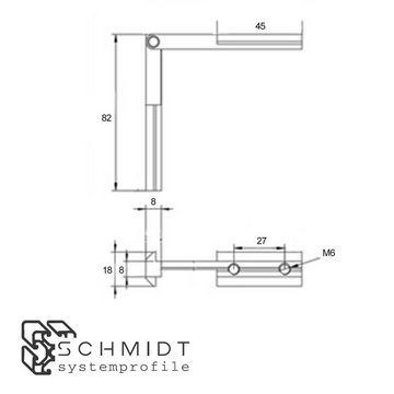 SCHMIDT systemprofile Profil 10x Gelenkverbinder Nut 8 Stahl Gehrungsverbinder