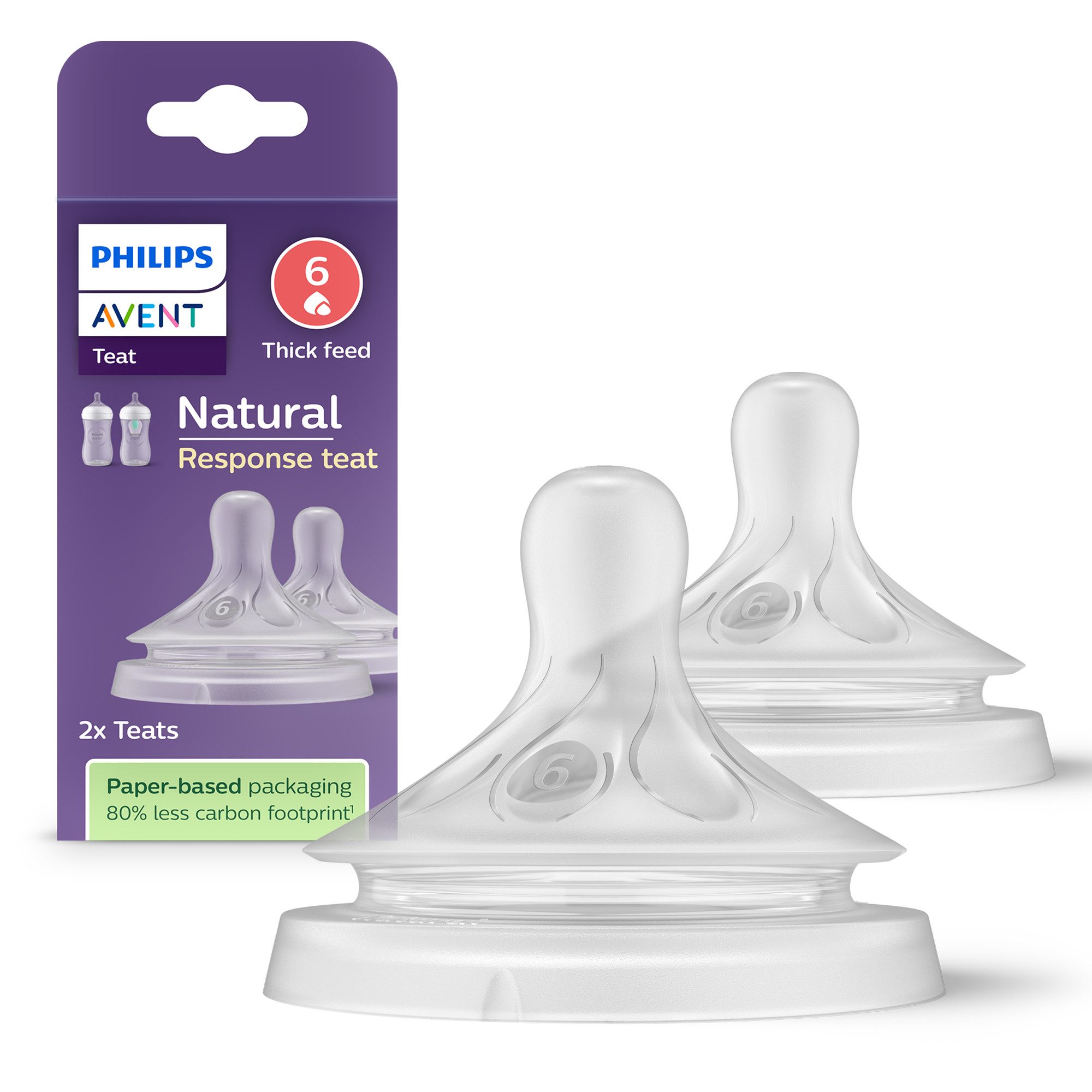 Philips AVENT Flaschensauger Natural Response SCY966/02, 2 Stück mit Anti-colic-Ventil, dickflüssige Nahrung