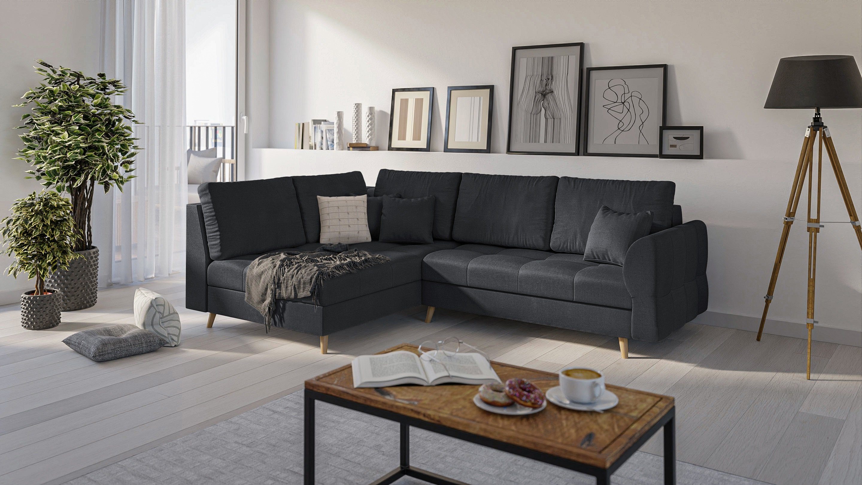 S-Style Möbel Ecksofa Cuba mit Holzfüßen günstig online kaufen