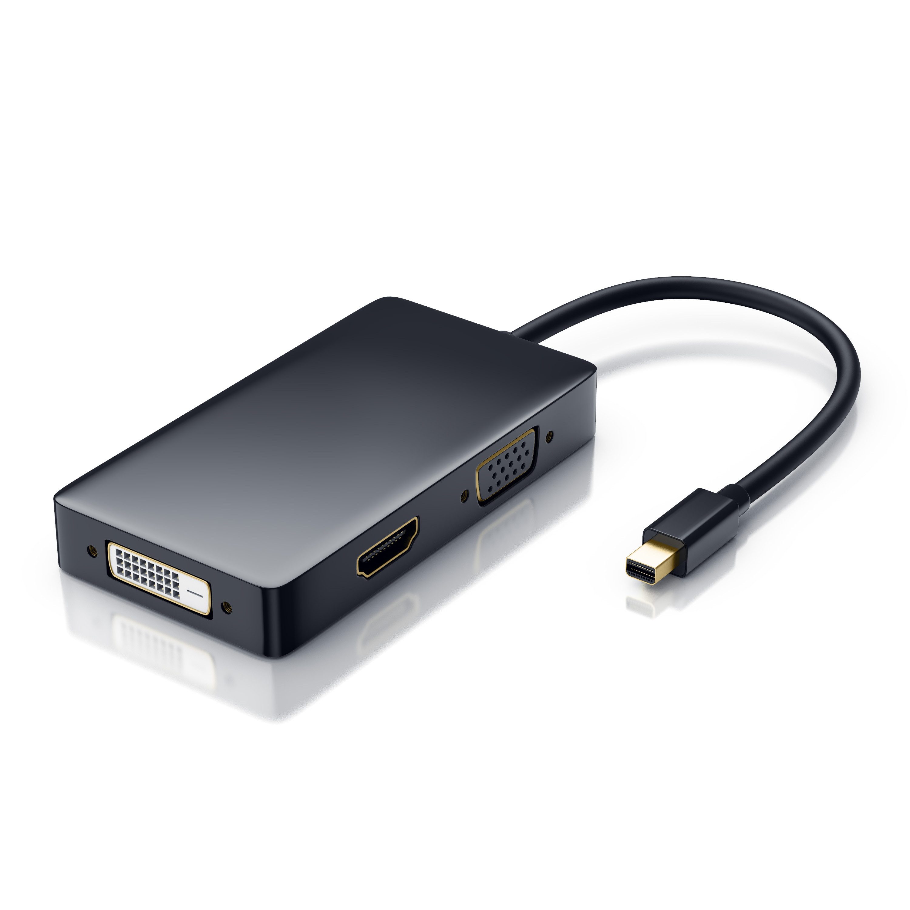 CSL 4k 3in1 Displayport 1.2 Adapter, Konverter Kabel 3840x2160 UHD 2160p Audio- & Video-Adapter Mini DisplayPort zu VGA, DVI, HDMI, 15 cm, Mini DP kompatibel mit PC MAC, Video und Audio-Übertragung