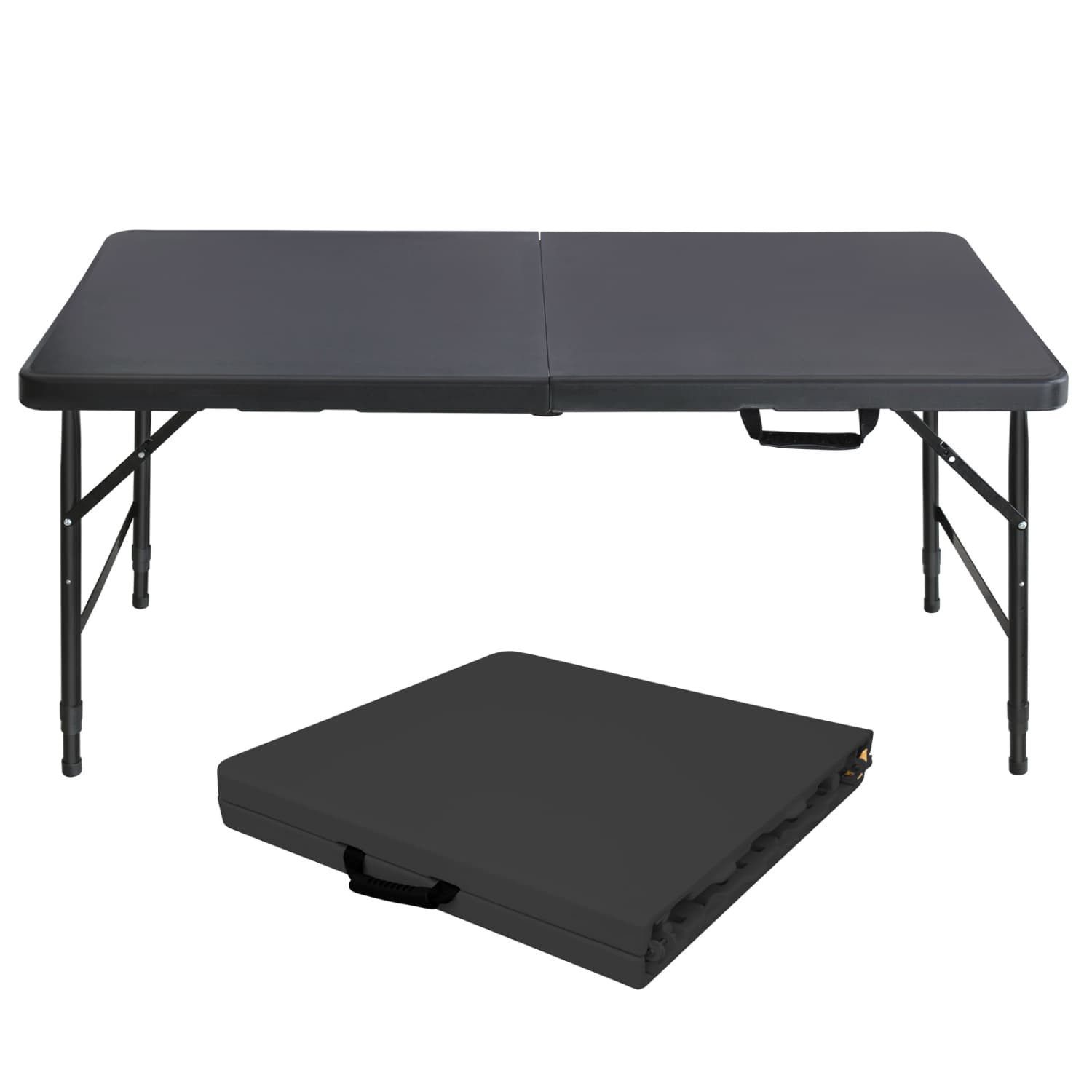 autolock Klapptisch Klapptisch,tragbarer,strapazierfähiger Klapptisch mit Griff,125 cm, höhenverstellbarer,multifunktionaler Klapptisch,Tragkraft 135 kg