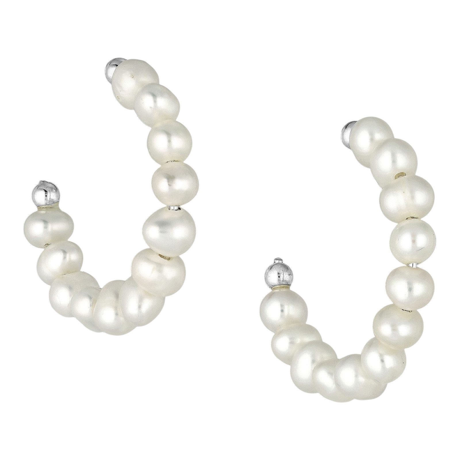 La Moda Me Perlenohrringe Snowwhite (2-tlg), Sterling Silber 925, 12 Sußwasserzuchtperlen