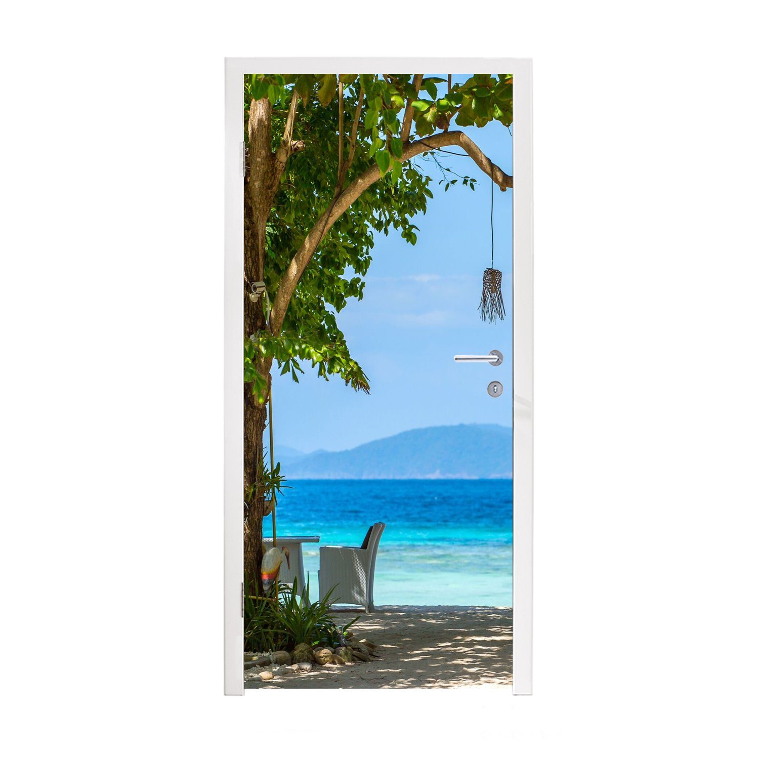 MuchoWow Türtapete Tropisch - Strand - Meer, Matt, bedruckt, (1 St), Fototapete für Tür, Türaufkleber, 75x205 cm