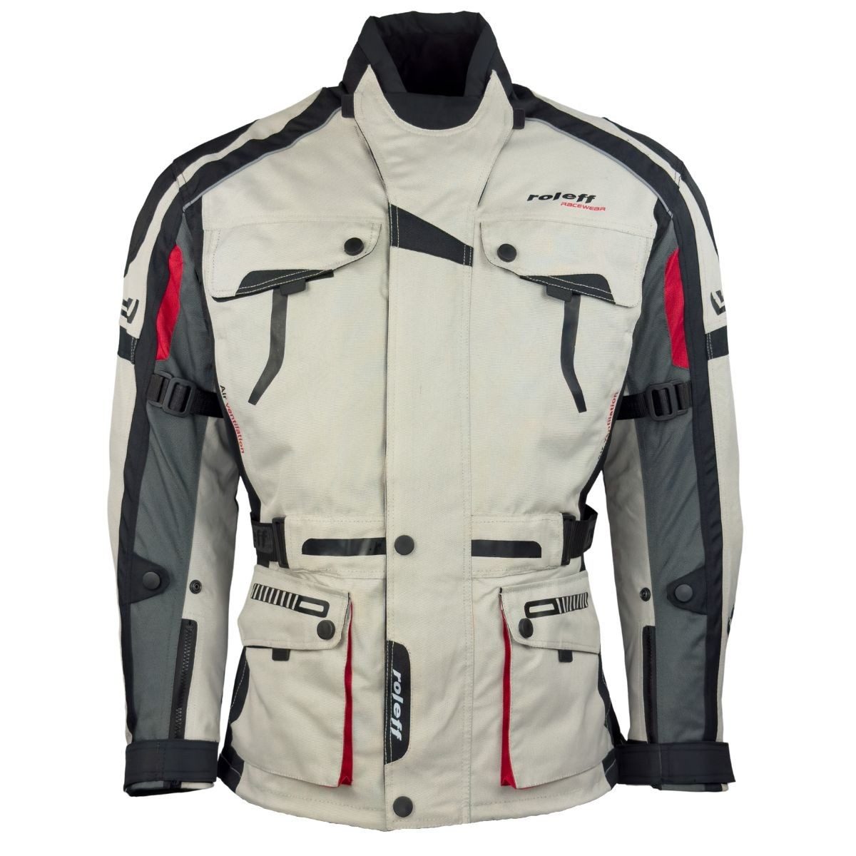 roleff Motorradjacke RO537 Chicago - Schwarz-Grau-Rot, günstig online kaufen
