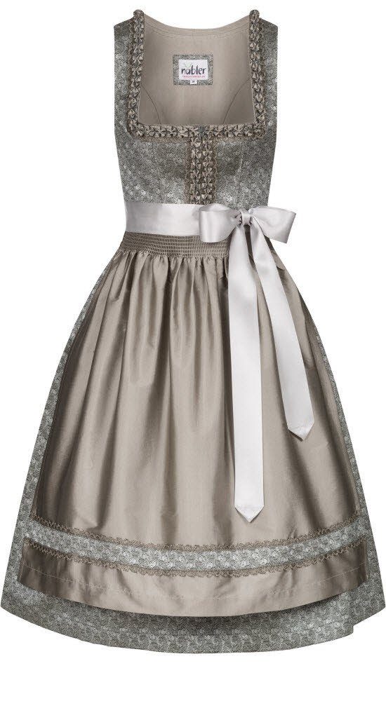 Nübler Trachtenkleid Dirndl midi Patricia in Oliv-Silber von Nübler