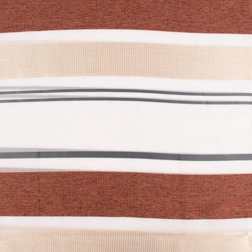 SCHÖNER LEBEN. Stoff Gardinenstoff Streifen halbtransparent weiß terracotta 140cm Breite, pflegeleicht