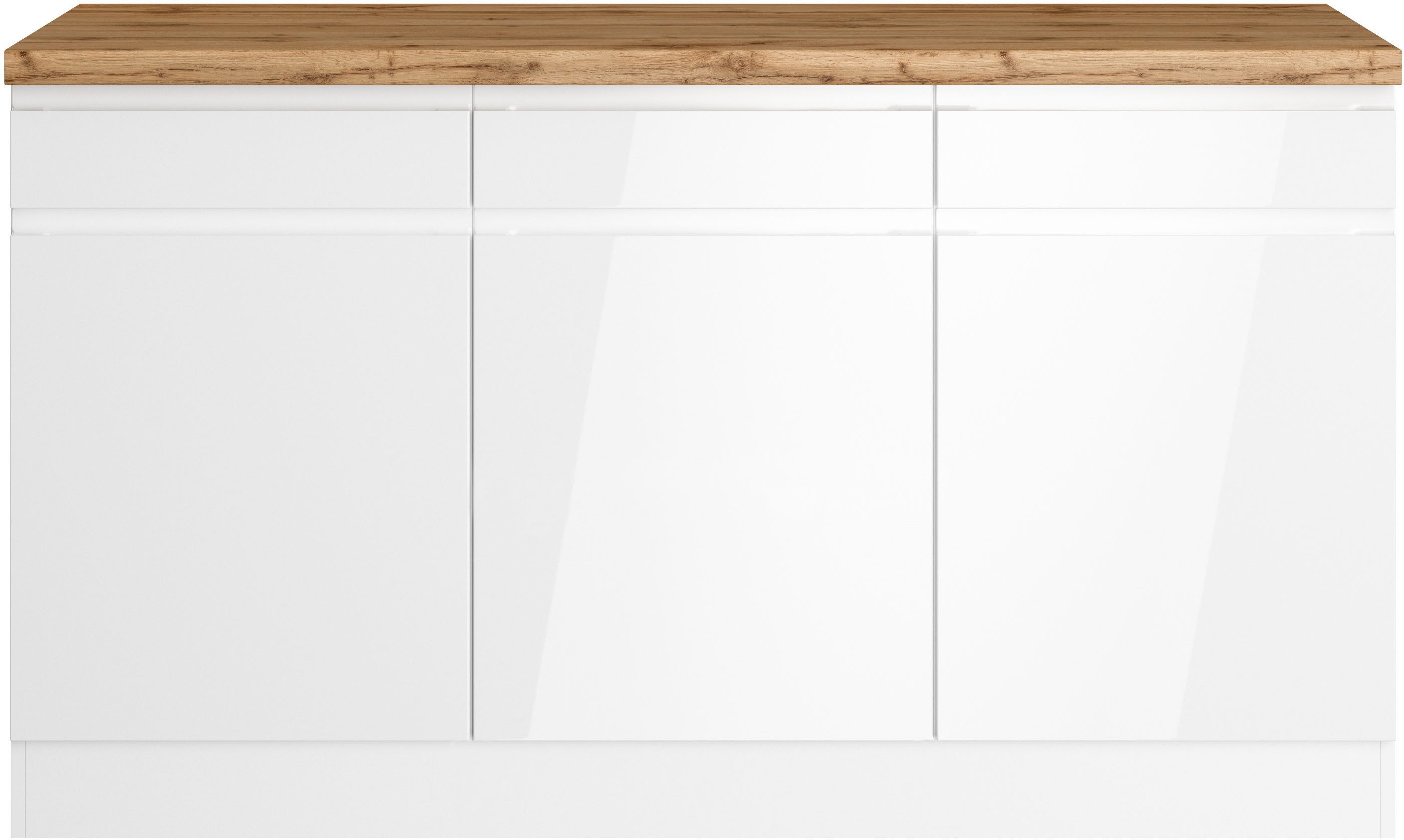 KOCHSTATION Unterschrank KS-Virginia,neu in verbesserter Ausführung (Stauraum, Softclose) Breite 150 cm, 3 Türen, Soft-Close-Funktion – Bild 2 von 5