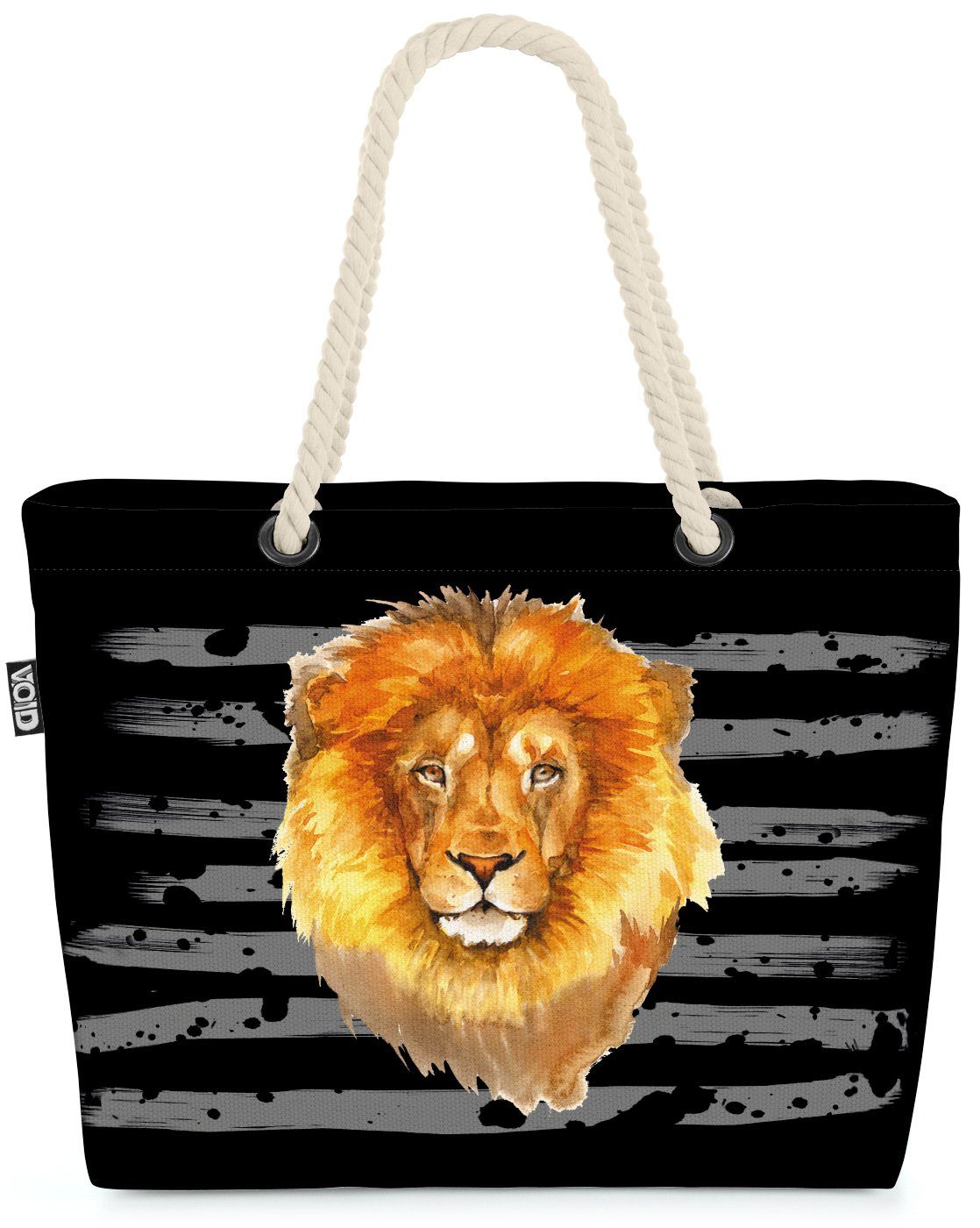 VOID Strandtasche (1-tlg), Löwe Safari Wildkatze Lion Wild Tier schwarz
