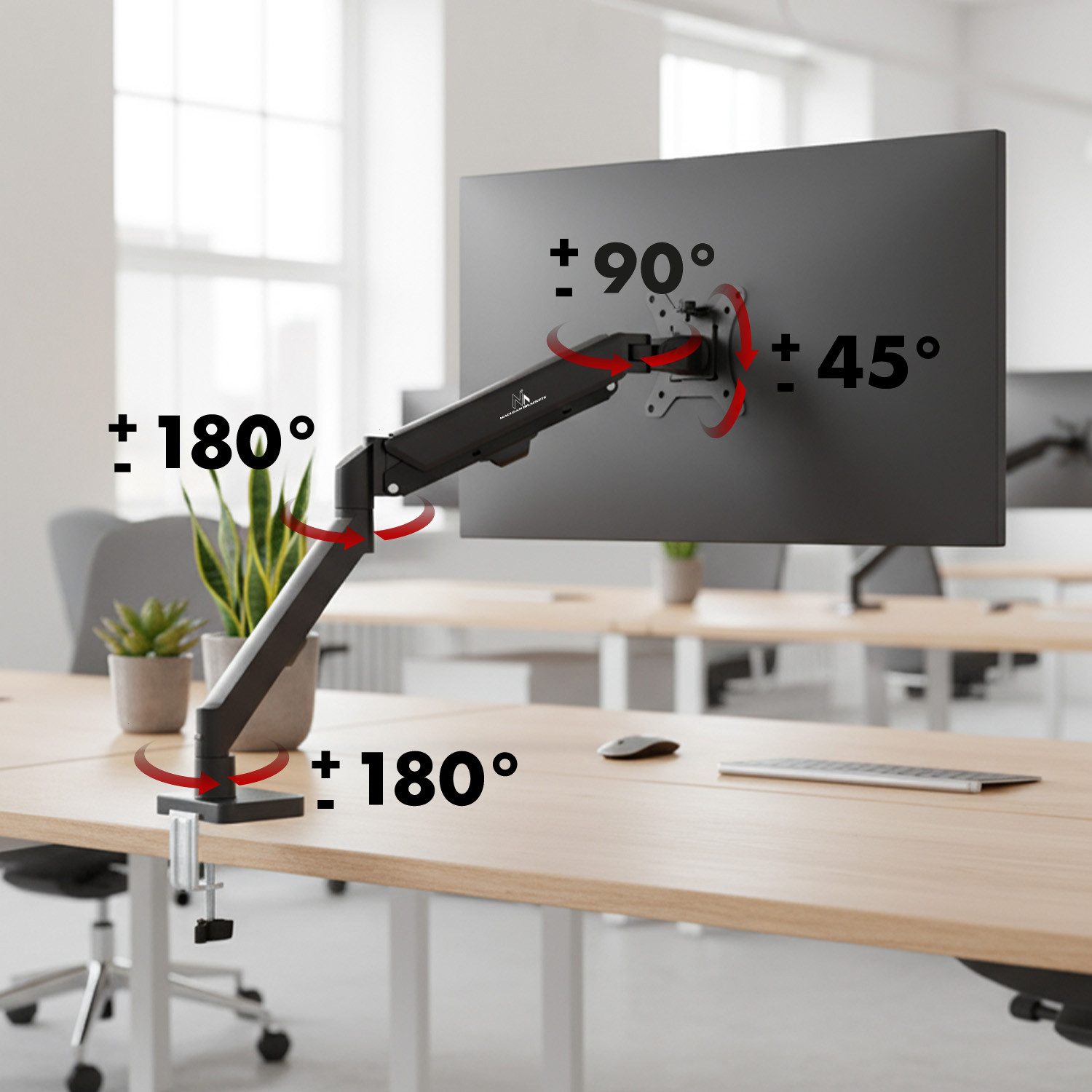 Maclean Monitor-Halterung MC-133 mit Gasfeder 17"-32" 2-10kg, (bis 32 Zoll, Breite Kompatibilität und solide Konstruktion)