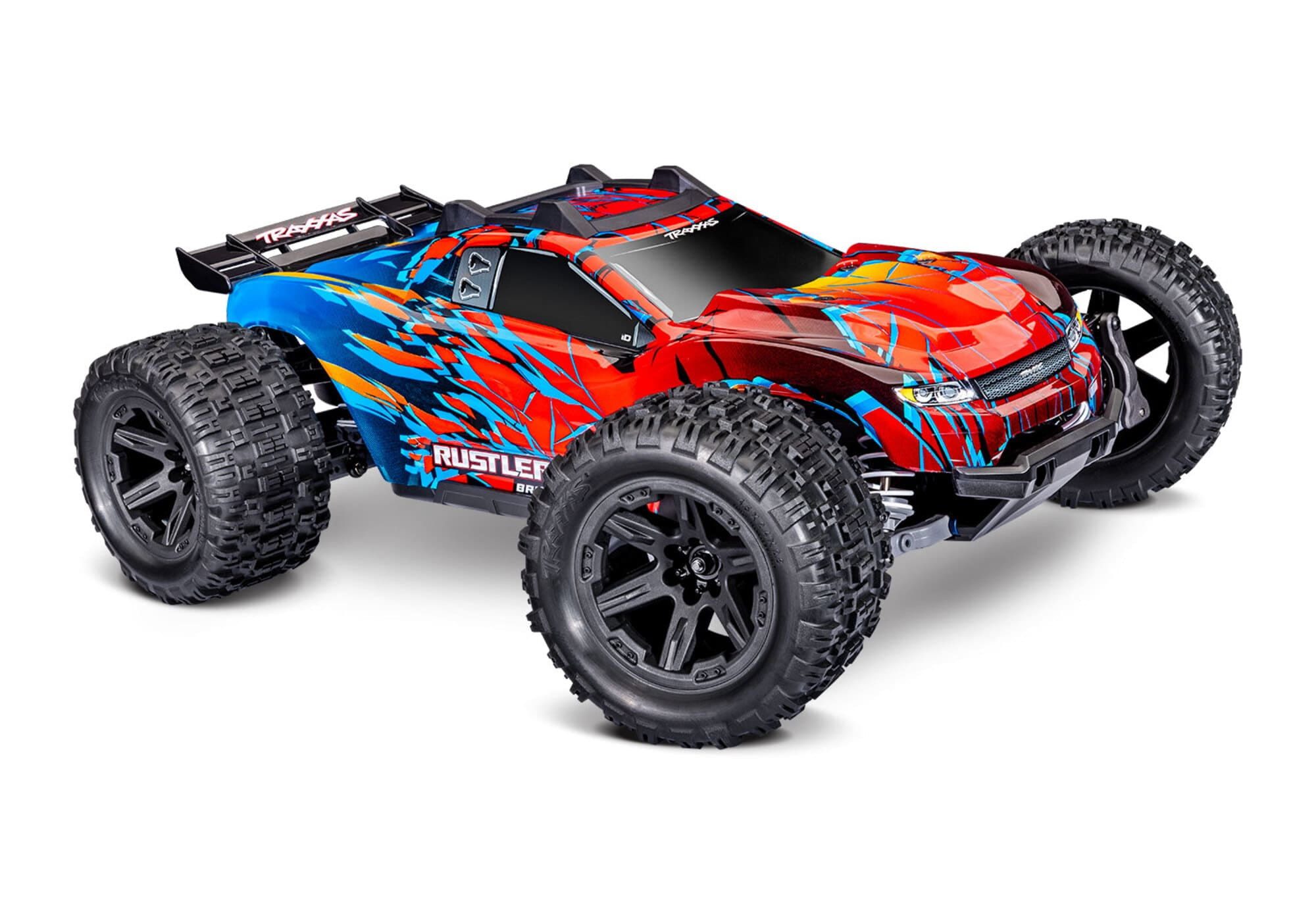 Traxxas RC-Buggy Traxxas Rustler 1:10 4X4 Brushless HD RTR RC Stadium Truck Rot 67464