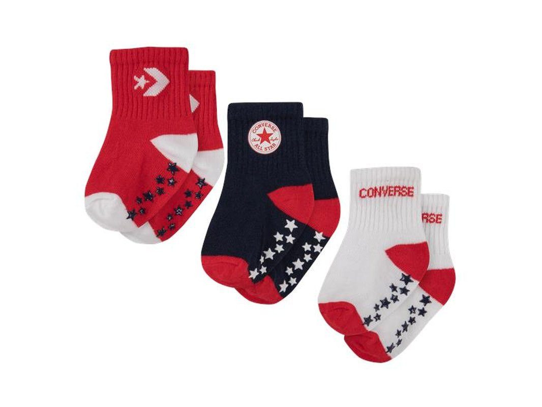 Converse ABS-Socken CONVERSE LOGO INFANT TODDLER NO SLIP QUARTER 3 PK (3-Paar) rutschhemmende ABS-Noppen, im 3er-Pack, für Babys