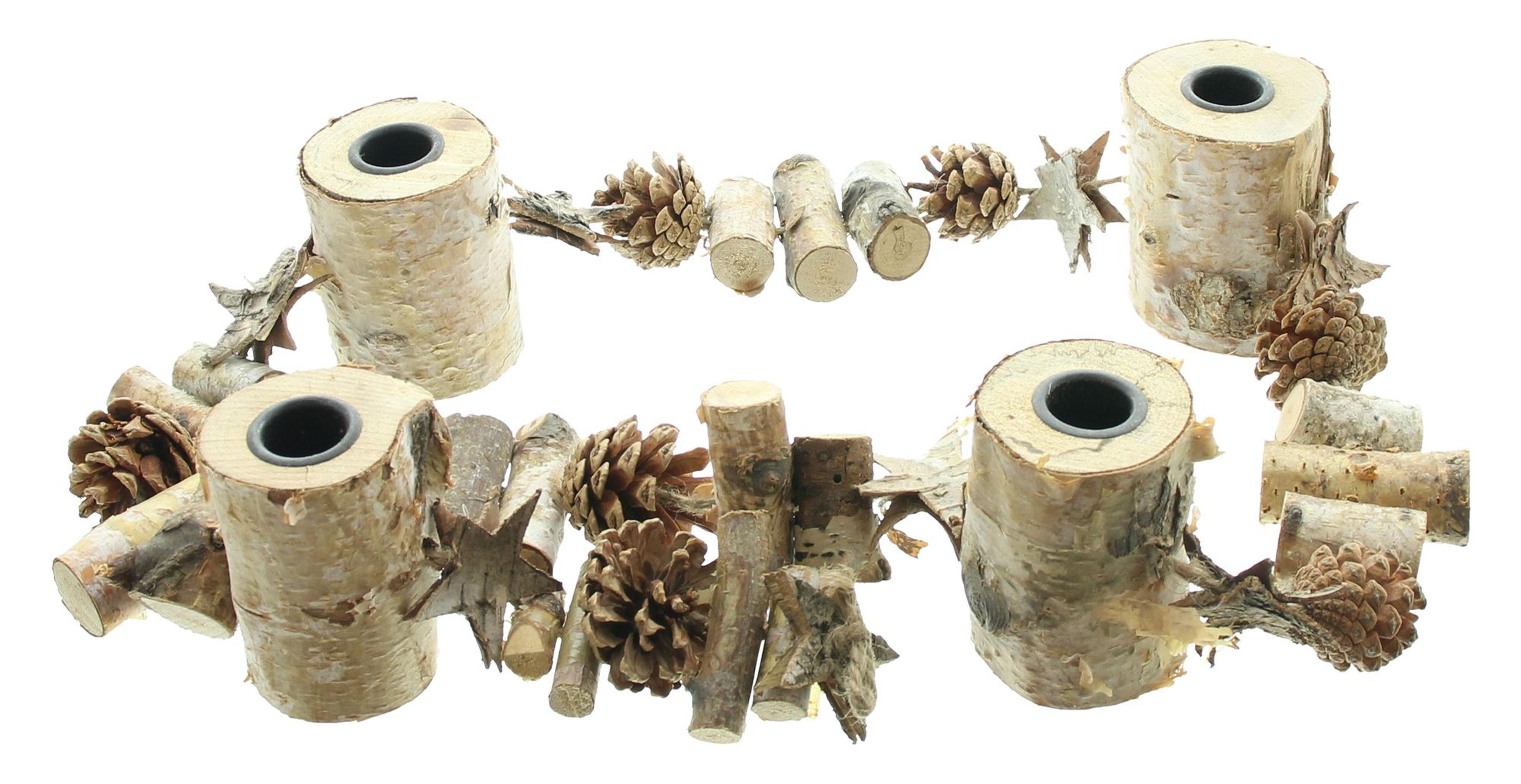Tischkerzenhalter Kerzenhalter Birke Girlande 4 Kerzenständer – Lichterkette Holz