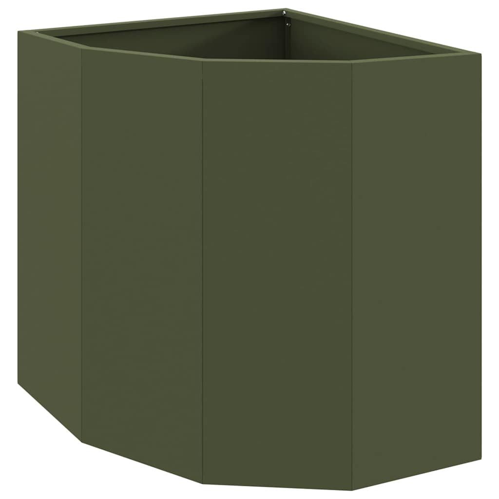 vidaXL Blumentopf Eckpflanzer Olivgrün 45 x 45 x 50 cm Stahl (1 St)