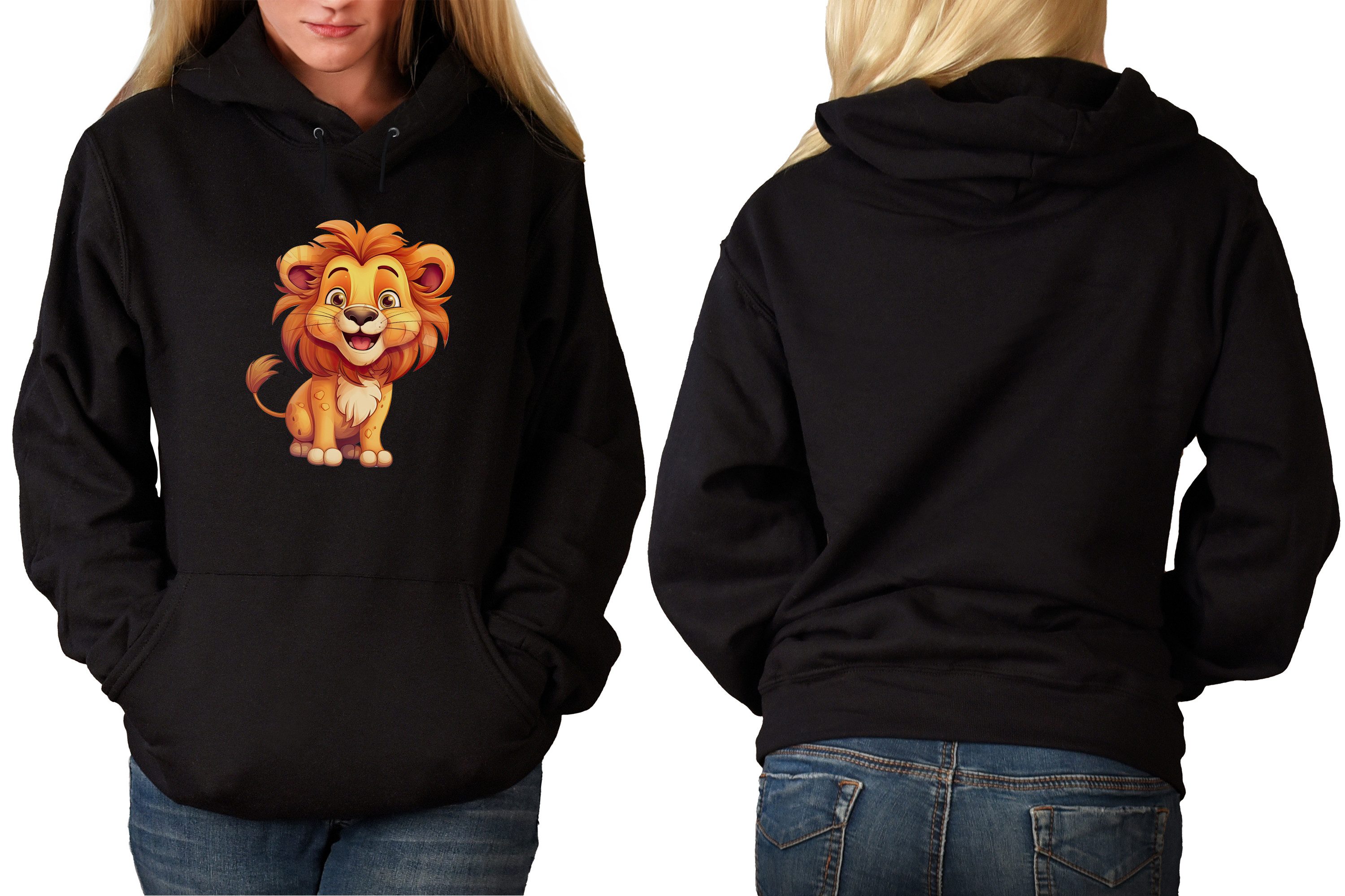 MyDesign24 Hoodie Wildtier Kapuzen Pulli - Löwe Herren und Damen Kapuzensweater - Tier Hoodie i275