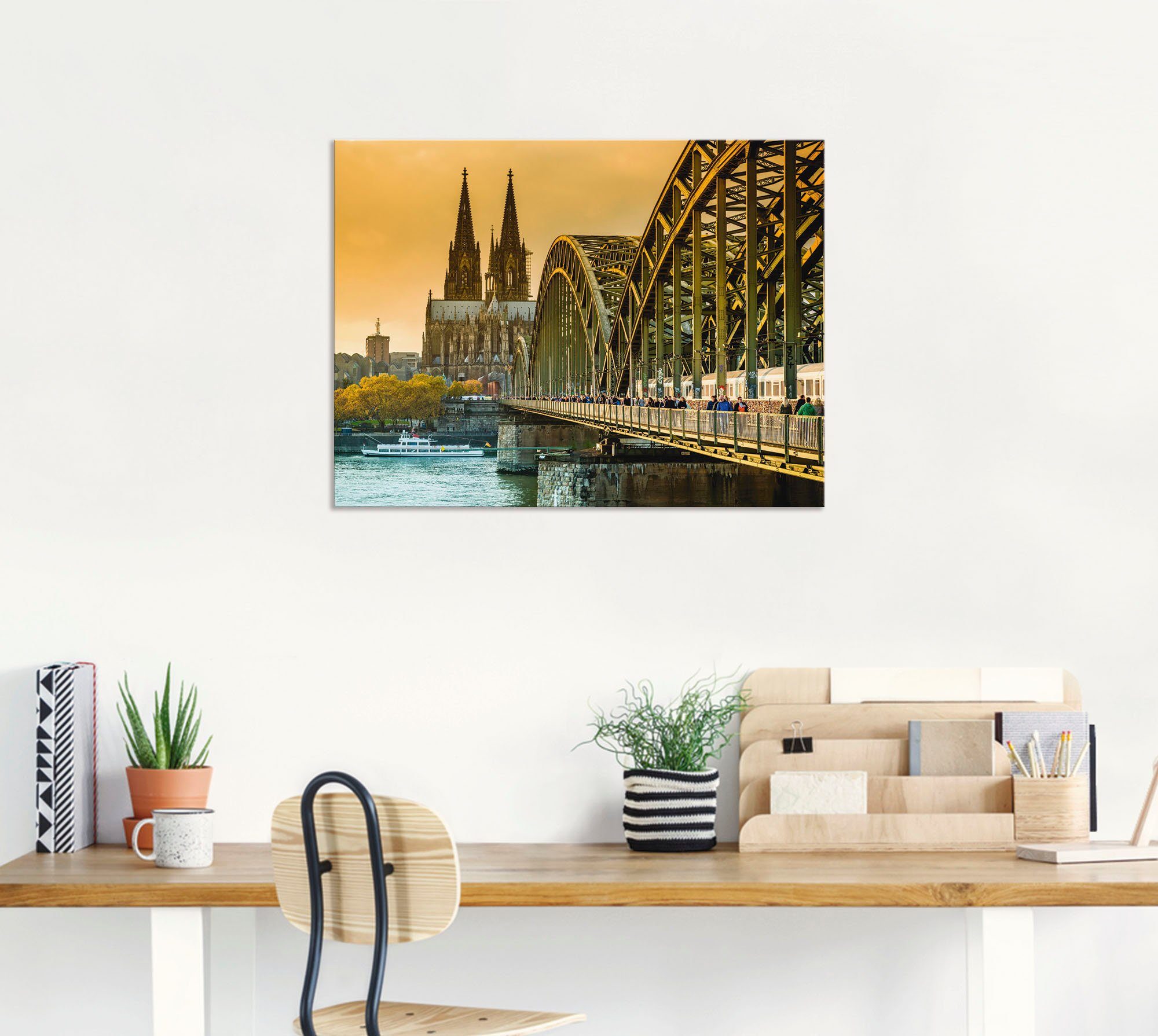 Artland Wandbild »Kölner Dom mit Hohenzollernbrücke«, Deutschland (1 Stück), in vielen Größen & Produktarten - Alubild / Outdoorbild für den Außenbereich, Leinwandbild, Poster, Wandaufkleber / Wandtattoo auch für Badezimmer geeignet-HomeTrends