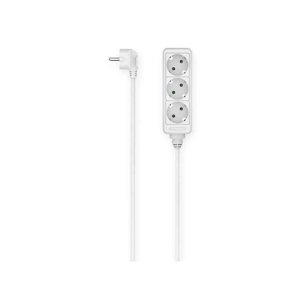 Hama 00223000 Steckdosenleiste 3-fach elektrischer Anschluss weiss Mehrfachsteckdose (Steckdosen um 45° gedreht, Überspannungsschutz, Kabellänge 1.4 m), Steckdosen um 45° gedreht
