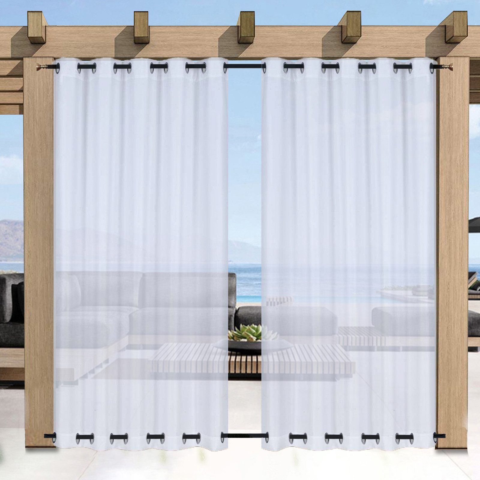Qelus Gardine Outdoor Vorhang Wetterfest Voile günstig online kaufen