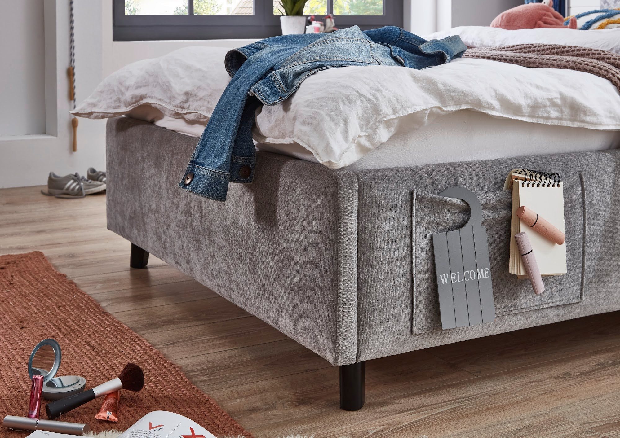 meise.möbel Kinderbett Cosy, USB-Anschluss, Betttaschen, Webstoff-Bezug