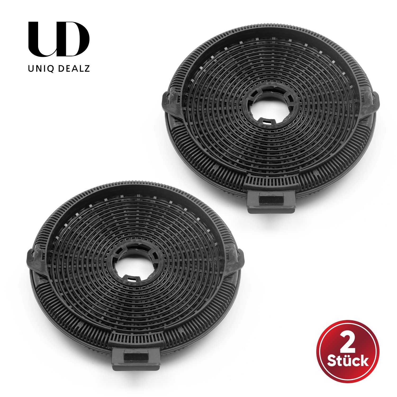 UNIQ DEALZ Aktivkohlefilter SPARSET- 2 Dunstabzugshauben Aktivkohlefilter passend für Teka, Küppersbusch, Smeg, Electrolux - 19 cm rund D4C, 61801262, ZUB 881, 61801236, 40078254, 013410551,564565, 700457, A7401564, Zubehör für Teka, Küpperbusch, Electrolux, Smeg