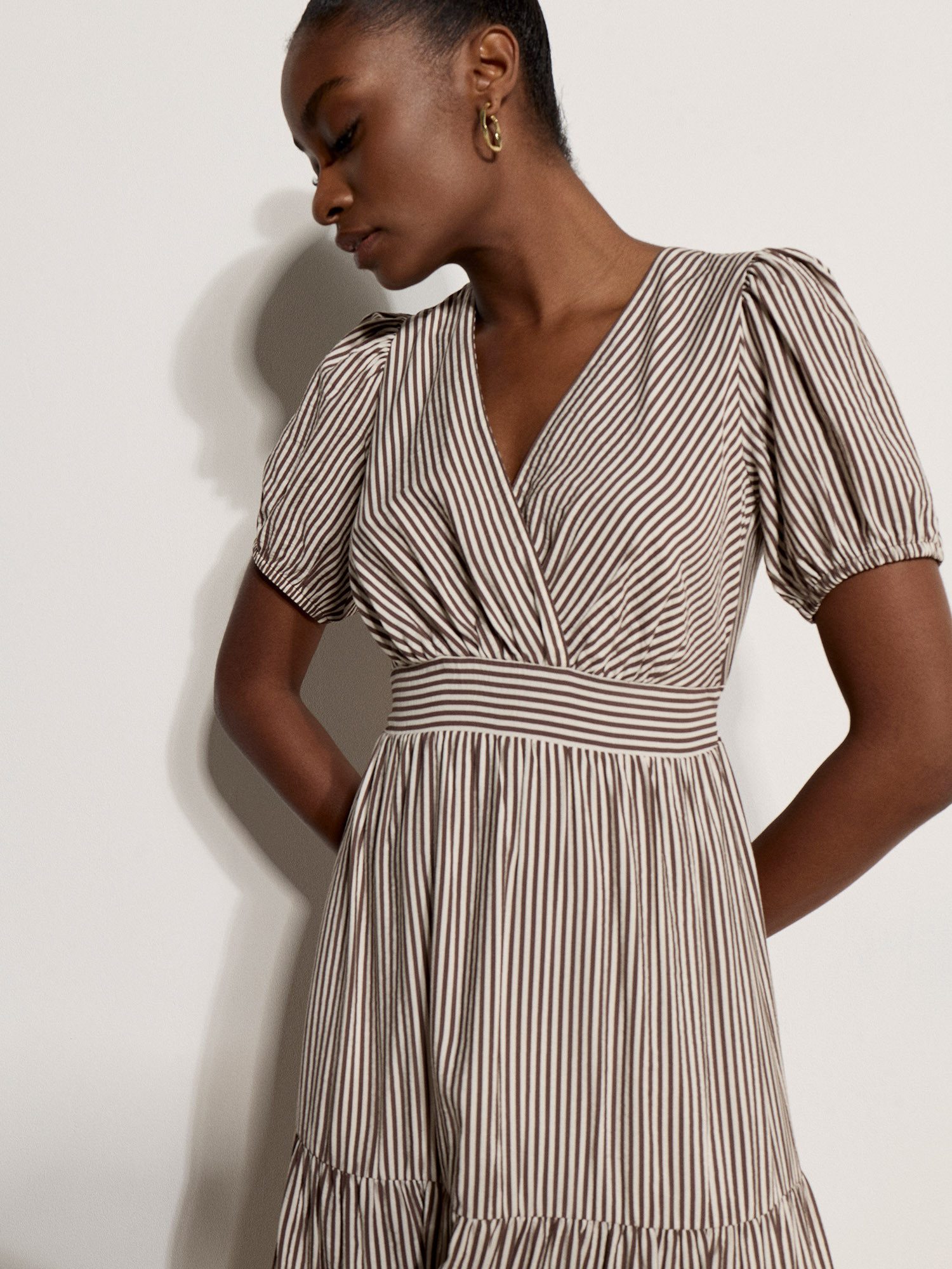Apricot Midikleid Wickel-Midaxi-Kleid mit Raffung
