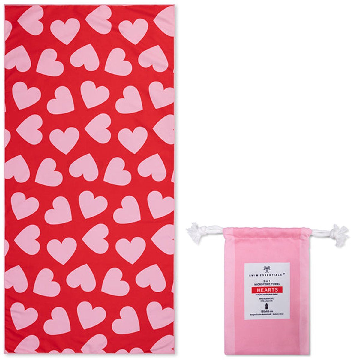 Strandtücher Strandlaken Strandtuch Hearts Red Muster 135 x 65 cm