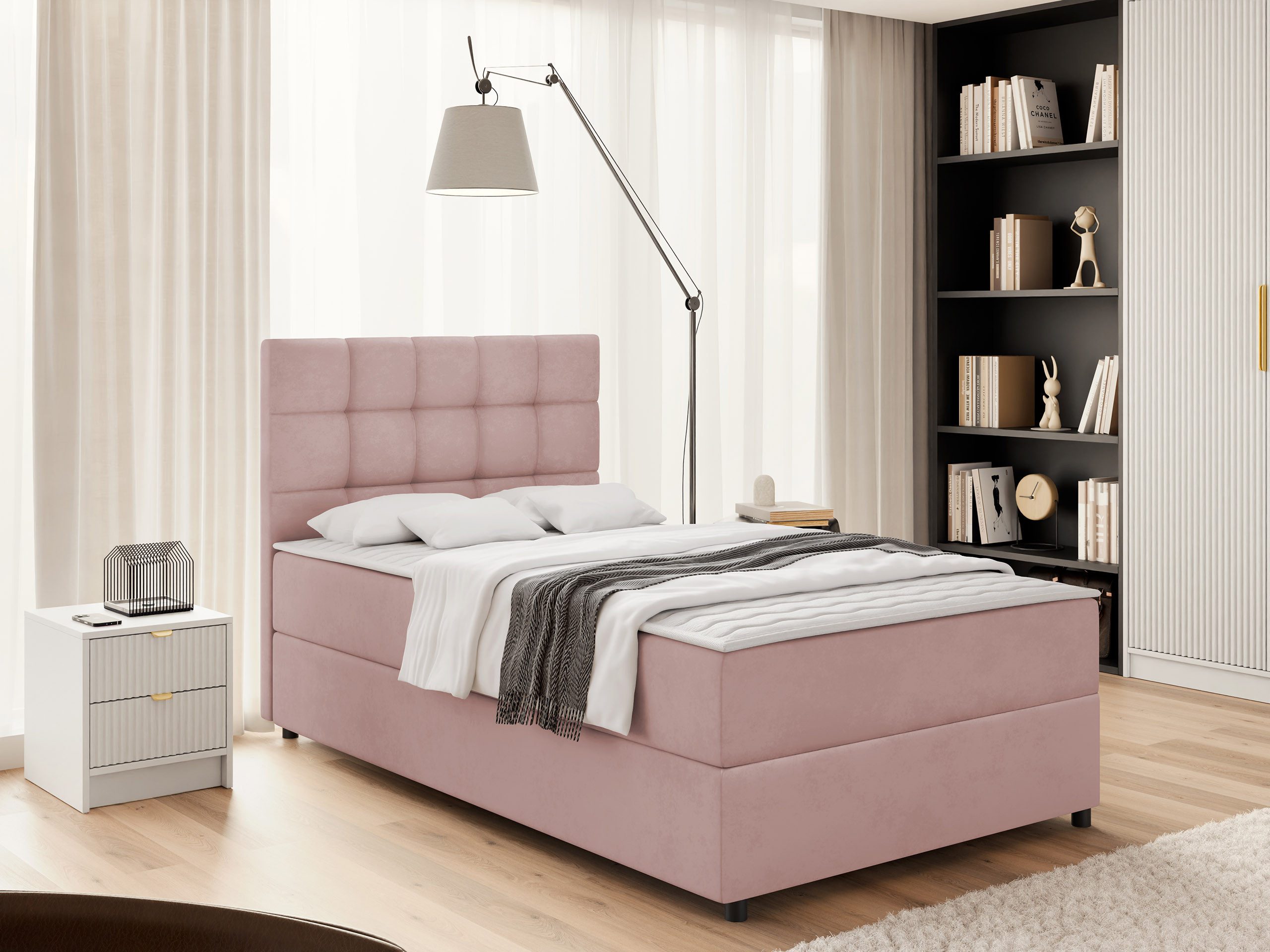 MIRJAN24 Boxspringbett Lind (mit Bettkasten), Universell - Links / Rechts, Topper, Kopfteil