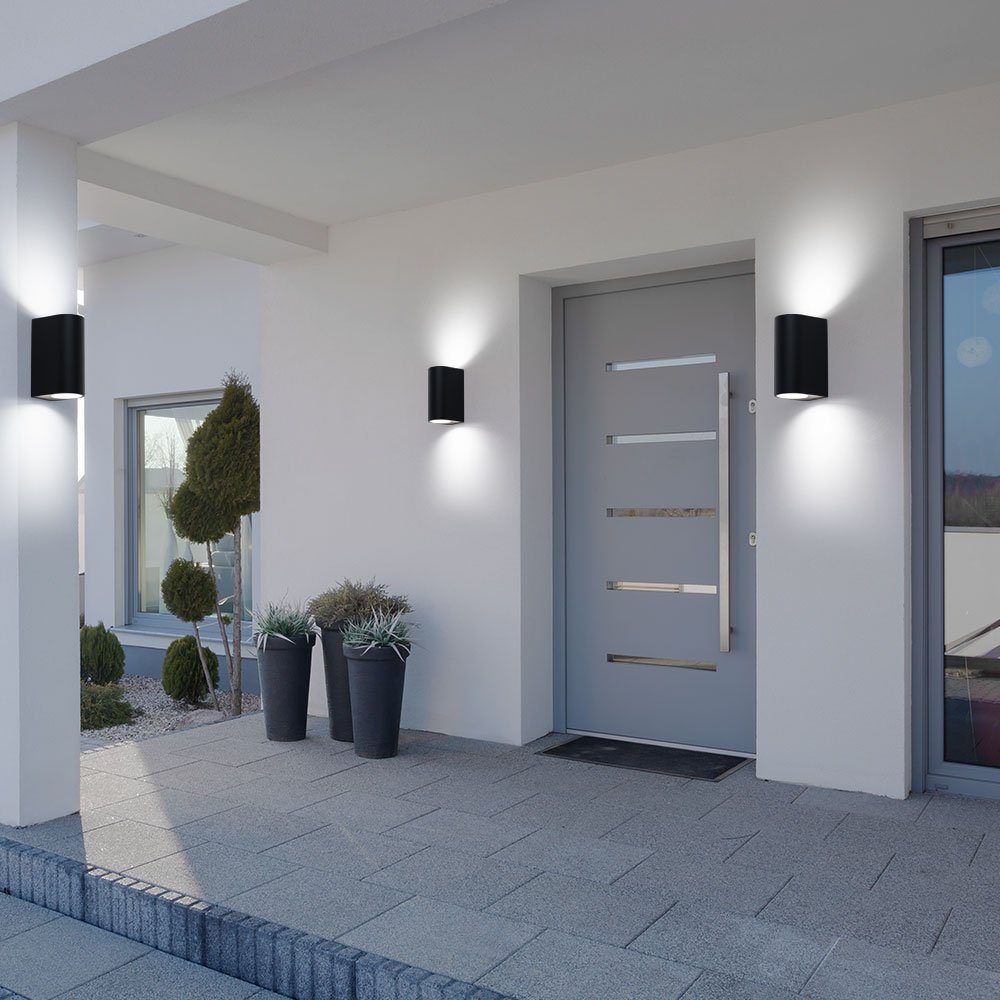 Außenleuchte schwarz Aluminium & nicht Down Fassadenleuchte inklusive, Leuchtmittel Außen-Wandleuchte, etc-shop Up