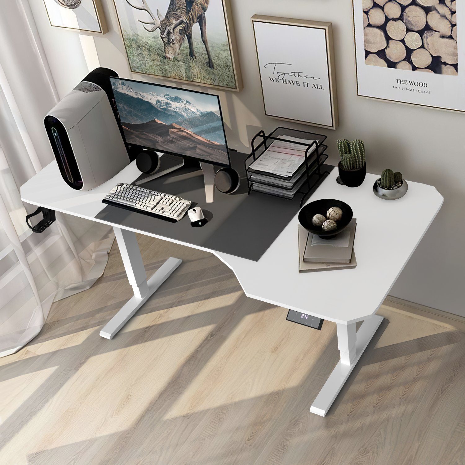 Homall Schreibtisch Stehpult weiß HOMALL 160x75cm elektrischen höhenverstellbaren