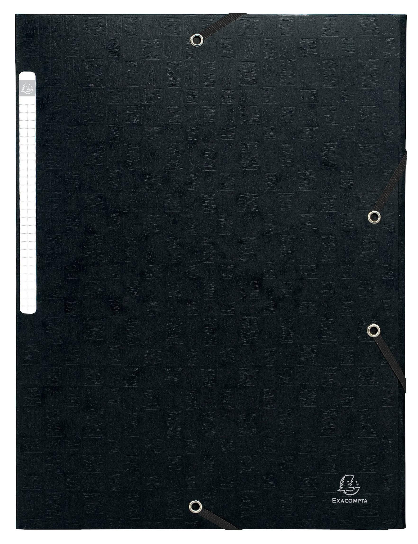Organisationsmappe 50x Sammelmappe + Gummizug 3 Klappen Karton 425g/qm A4 Schwarz 55751E