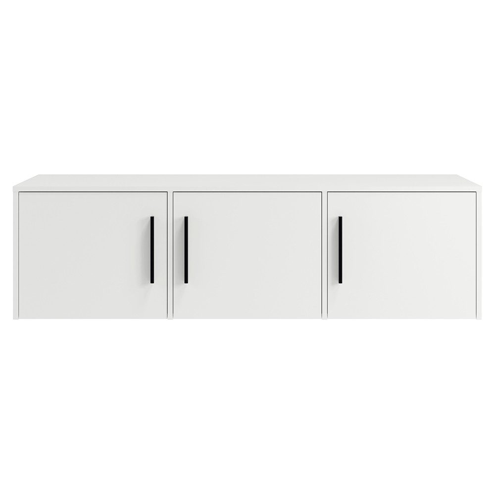 Lomadox Aufsatzschrank MOLLERUSA-132 für Kleiderschrank 150 cm breit, 3-türig, weiß matt