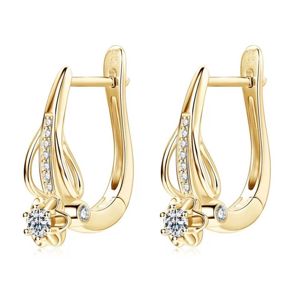 Paar Creolen Extravagante Damen Moissanit Creolen Ohrringe 925 Sterling Silber