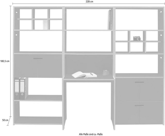 Tojo Büro Set »schreib hochstapler Wand Set«, (Set, 19 St), in zwei Farben, mit integriertem Arbeitsplatz, Breite Höhe228 180,5 cm  - Onlineshop Otto