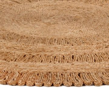 Teppich Jute Handgeflochten 150 cm Rund, furnicato, Runde
