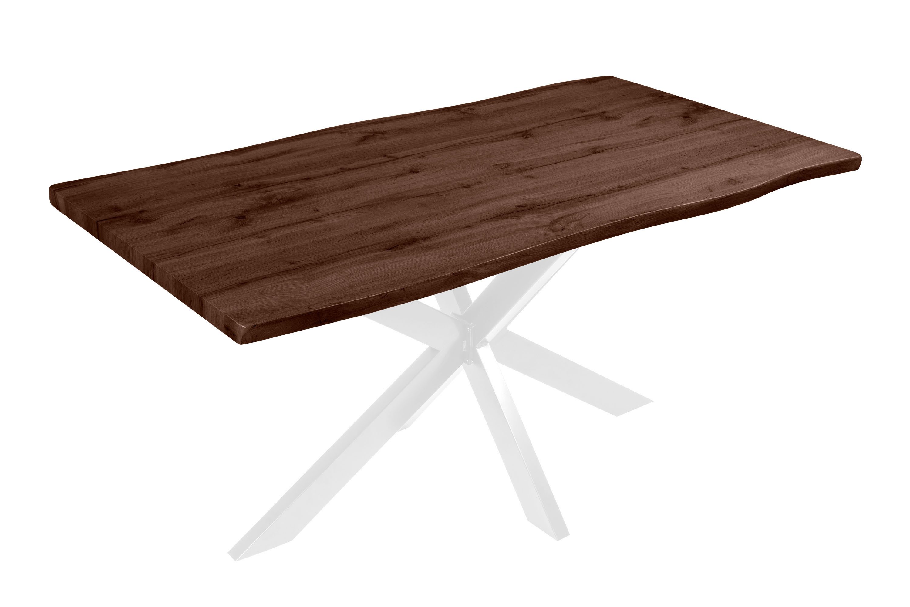 Loreno® Esstisch verschiedene Holz-Optik, Baumkante, Metallgestell günstig online kaufen